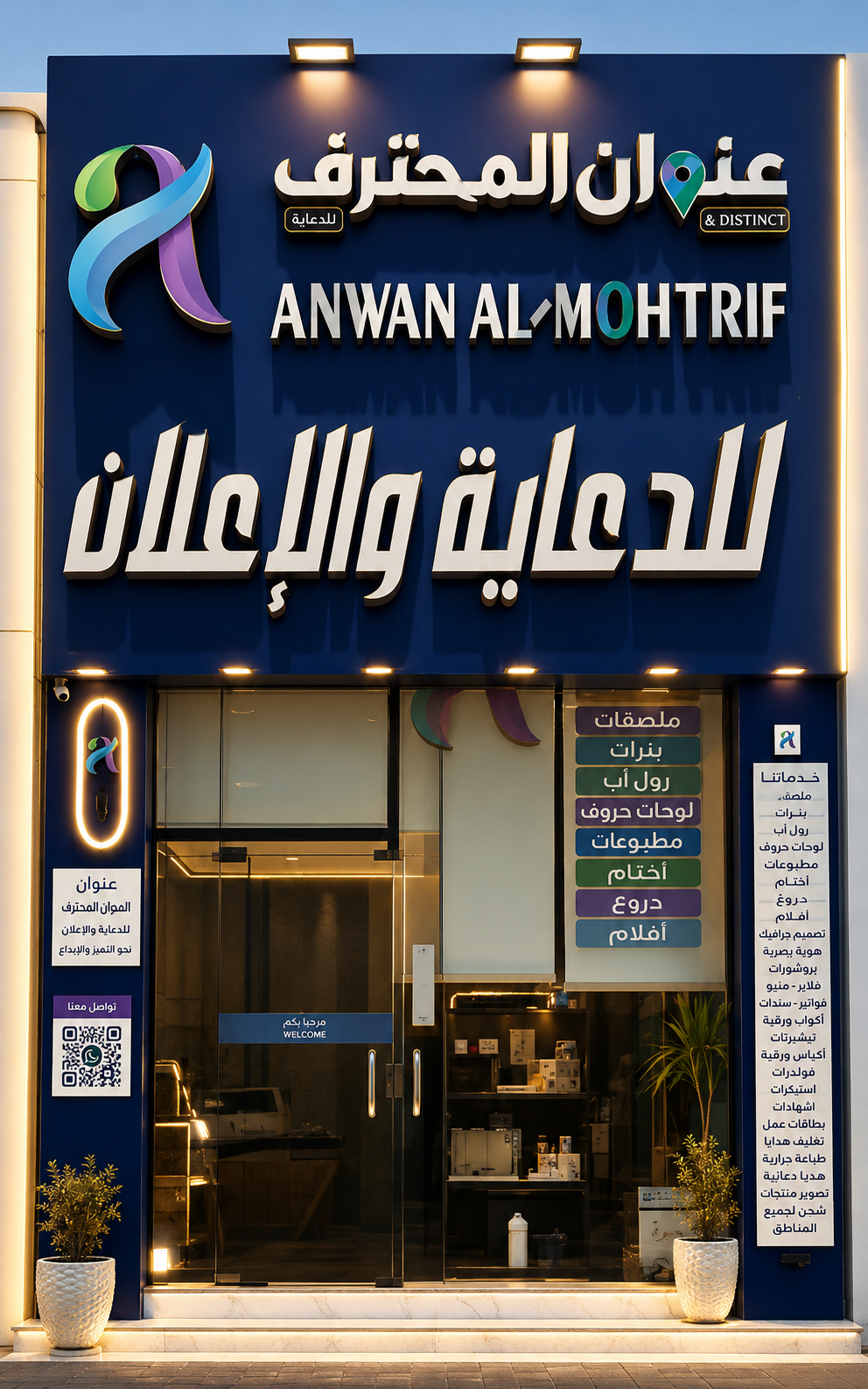 واجهة مطابع عنوان المحترف للدعاية والإعلان